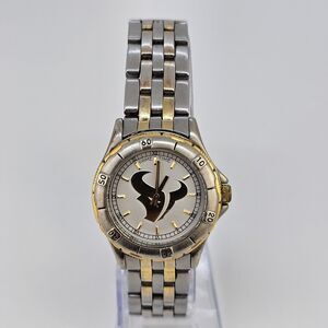Houston Texans Women's Watch 32MM Gray Dial Two Tone Bands 7.25" New Battery
